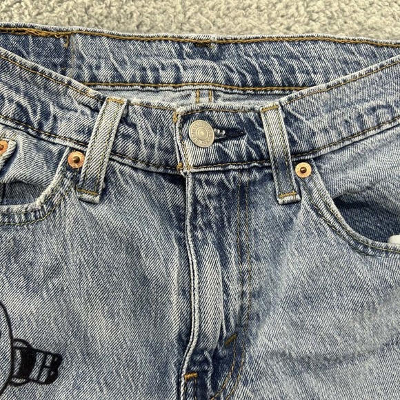 Levis 502 Jeans Mens 29 (27X26) Power Puff Girls Blue Clean Blue Denum - Picture 6 of 15